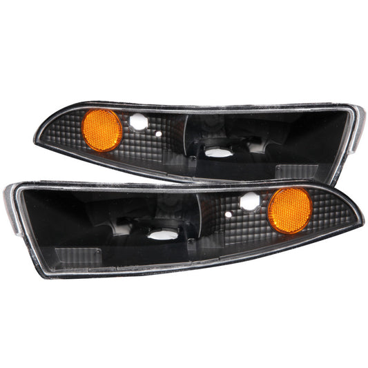 ANZO 1993-2002 Chevrolet Camaro Euro Parking Lights Black w/ Amber Reflector - Burkken Auto Parts
