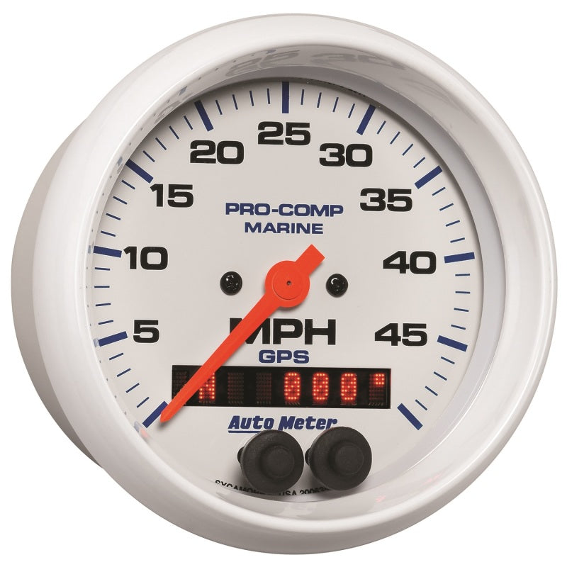 Autometer Marine White 3 3/8in 50MPH GPS Speedometer Gauge - Burkken Auto Parts