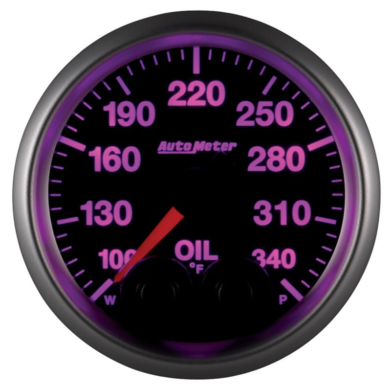 Autometer Elite 52mm 100-340 Deg F Oil Temp Peak & Warn w/ Electronic Control Gauge - Burkken Auto Parts