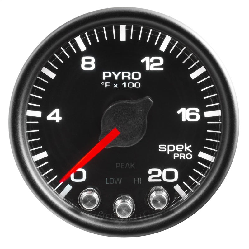Autometer Spek-Pro Gauge Pyro. (Egt) 2 1/16in 2000f Stepper Motor W/Peak & Warn Blk/Blk - Burkken Auto Parts