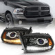 ANZO 2009-2018 Dodge Ram 1500 Projector Plank Style Switchback H.L Halo Black Amber (OE Style) - Burkken Auto Parts