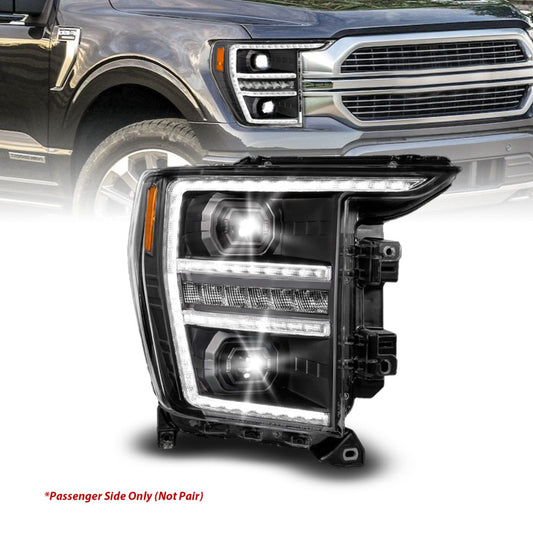 ANZO 21-23 Ford F150 LED Projector Headlight w/Switchback+Sequential - Black (Passenger Side Only) - Burkken Auto Parts