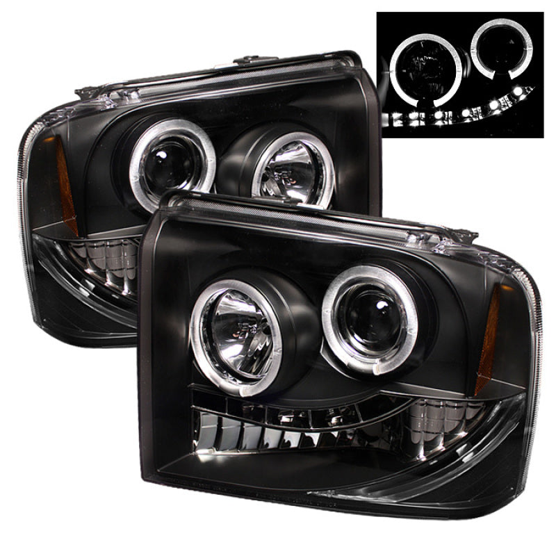Spyder Ford F250/350/450 Super Duty 05-07 Projector Headlights LED Halo- LED Blk PRO-YD-FS05-HL-BK - Burkken Auto Parts