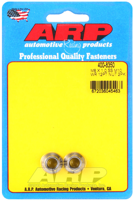 ARP M8 x 1.00 (M10 wr) SS 12pt Nut Kit - 2 Pack - Burkken Auto Parts