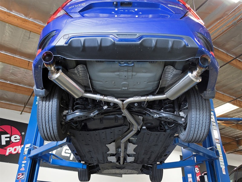 aFe POWER Takeda 16-17 Honda Civic I4-1.5L (t) 2.5-2.25in 304 SS CB Dual-Exit Exhaust Blue Tips - Burkken Auto Parts