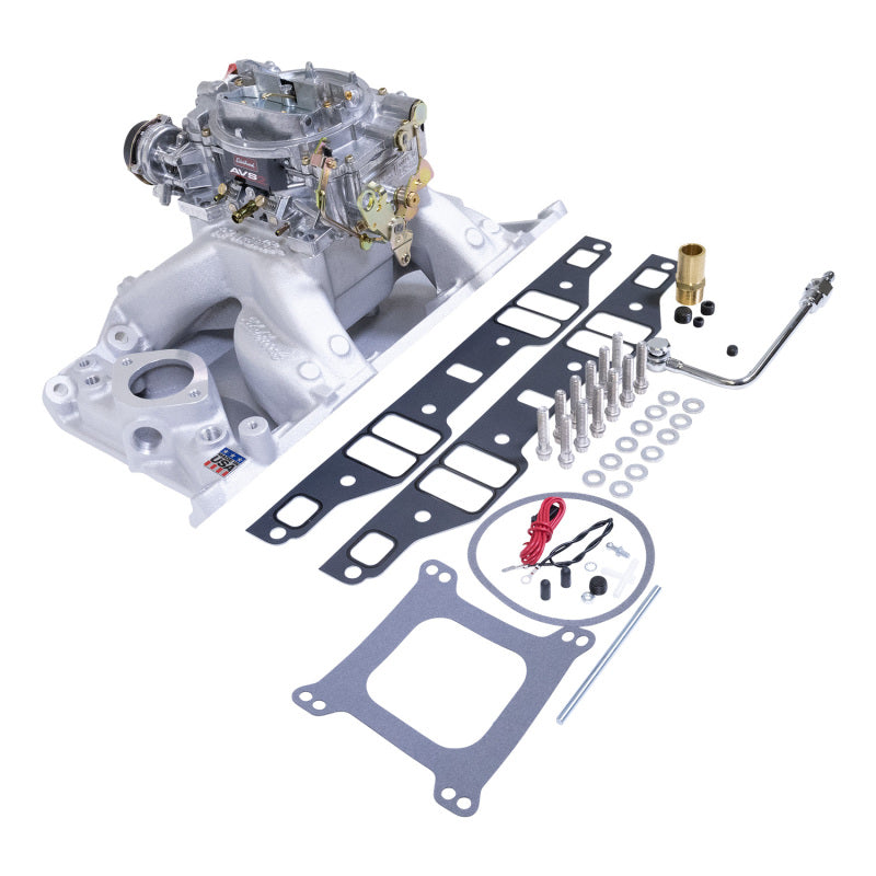 Edelbrock Manifold And Carb Kit Performer RPM Air-Gap Small Block Chrysler Natural Finish - Burkken Auto Parts