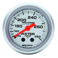 Autometer Ultra-Lite 52mm 140-280 Deg F Mechanical Water Temp Gauge - White - Burkken Auto Parts