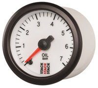 Autometer Stack 52mm 0-7 Bar M10 Male Pro Stepper Motor Oil Pressure Gauge - White - Burkken Auto Parts