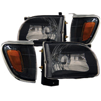 ANZO 2001-2004 Toyota Tacoma Crystal Headlights Black - Burkken Auto Parts