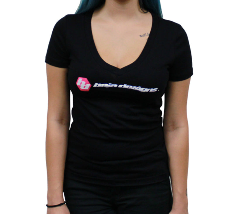 Baja Designs Black Ladies V Neck T Shirt - Medium - Burkken Auto Parts