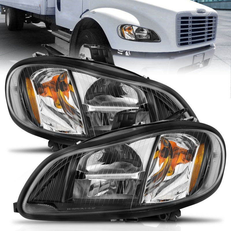 ANZO 2002-2014 Freightliner M2 LED Crystal Headlights Black Housing w/ Clear Lens (Pair) - Burkken Auto Parts