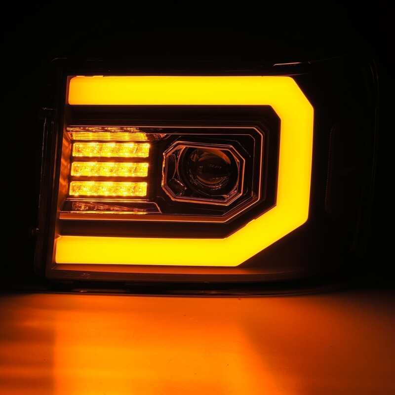 AlphaRex 07-13 GMC Sierra 1500 (No Clsc) LUXX-Series LED Proj HL Jet Blk w/Actv Lgt & Seq.Sig / DRL - Burkken Auto Parts