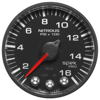 Autometer Spek-Pro Gauge Nitrous Press 2 1/16in 1600psi Stepper Motor W/Peak & Warn Blk/Blk - Burkken Auto Parts