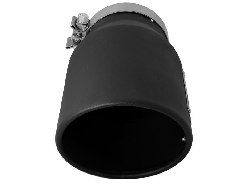 aFe MACHForce XP 5in 304 Stainless Steel Exhaust Tip 5 In x 7 Out x 12L in Bolt On Right - Black - Burkken Auto Parts