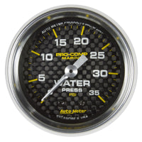 Autometer Marine Carbon Fiber 2-1/16in 35 PSI Mechanical Water Pressure Gauge - Burkken Auto Parts