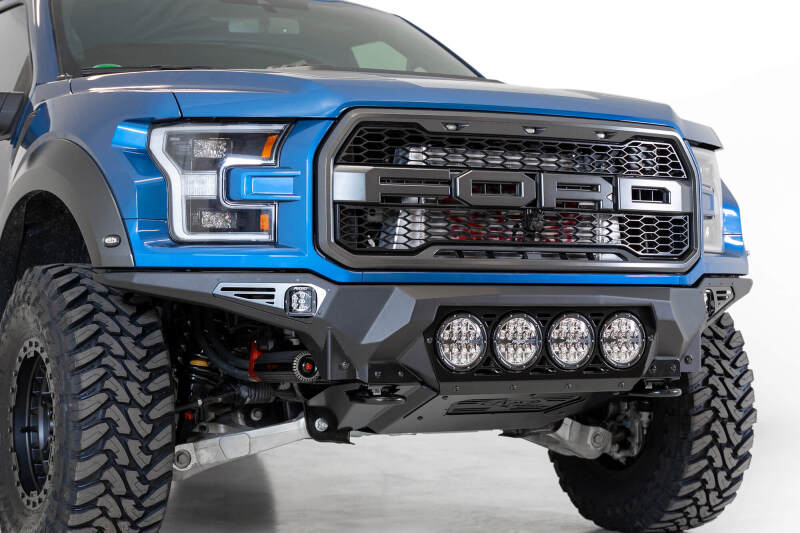Addictive Desert Designs 17-20 Ford F-150 Raptor Bomber Front Bumper w/ 4 Rigid 360 6in Round Mounts - Burkken Auto Parts