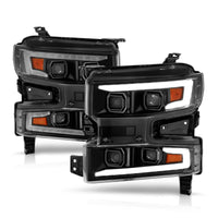 ANZO 19-22 Chevrolet Silverado 1500 LED Proj HL w/Lgt Bar SwBk Seq. Blk w/In. Light - Passenger Side - Burkken Auto Parts