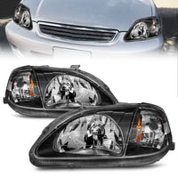ANZO 1999-2000 Honda Civic Crystal Headlights Black - Burkken Auto Parts