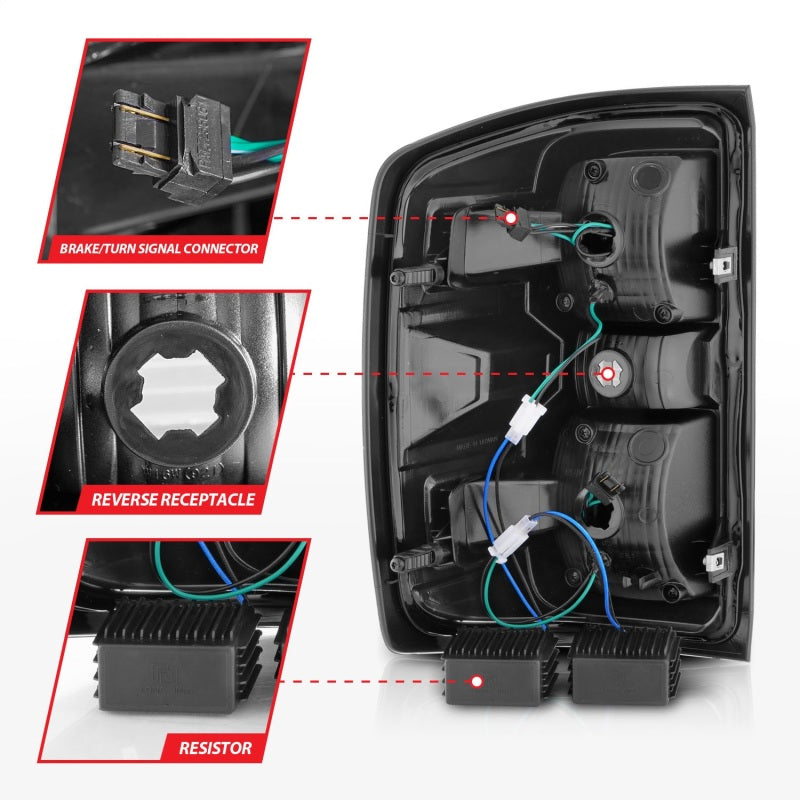 ANZO 15-19 Chevy Silverado 2500HD/3500HD (Factory Halogen Only) LED Tail Lights Smoke w/Clear Lens - Burkken Auto Parts