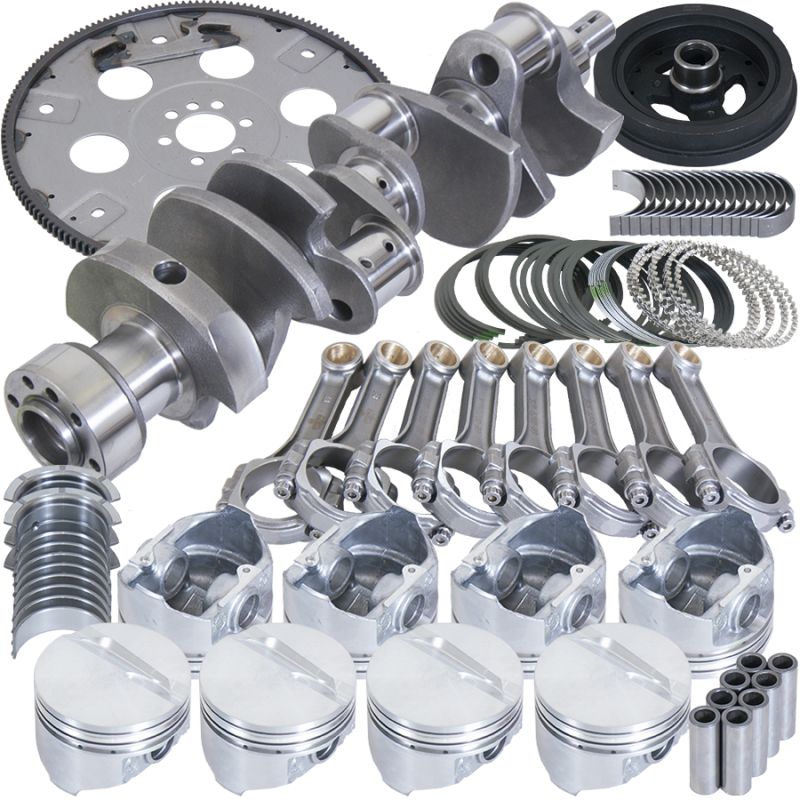 Eagle Chevy 350 1Pc 3.750in Crank 5.700in I-Beam Rods 4.060in Pistons 168 Tooth FP Balanced Assembly - Burkken Auto Parts