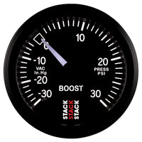 Autometer 52mm Stack Instruments -30INHG to +30PSI Mechanical Boost Gauge - Black - Burkken Auto Parts