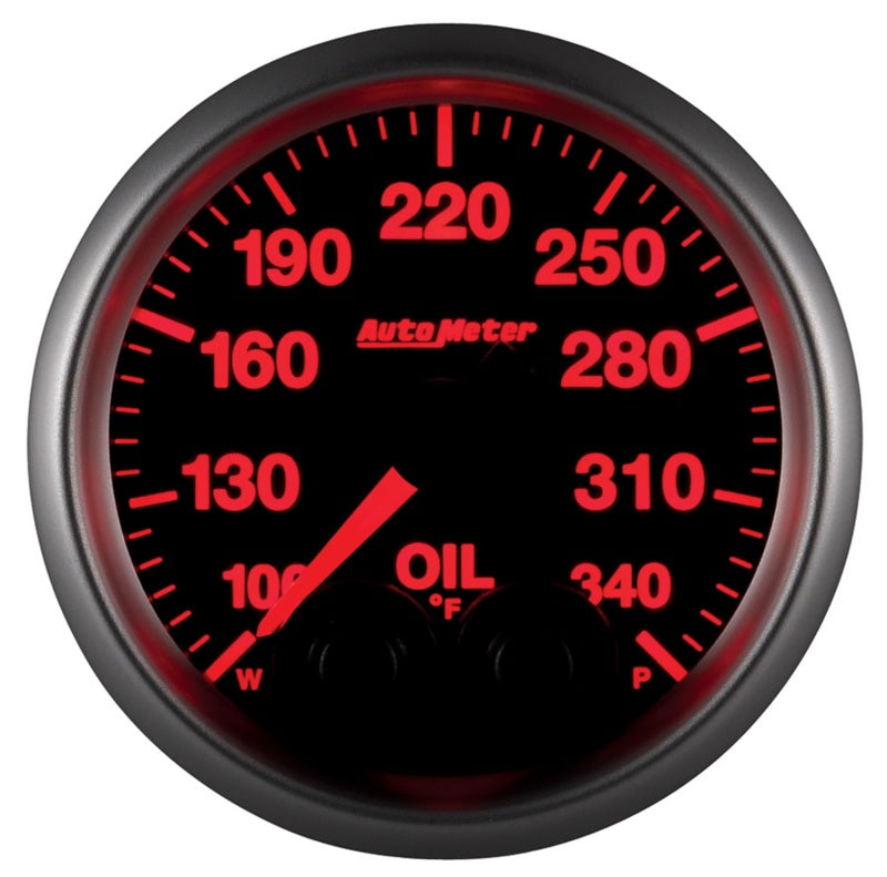 Autometer Elite 52mm 100-340 Deg F Oil Temp Peak & Warn w/ Electronic Control Gauge - Burkken Auto Parts