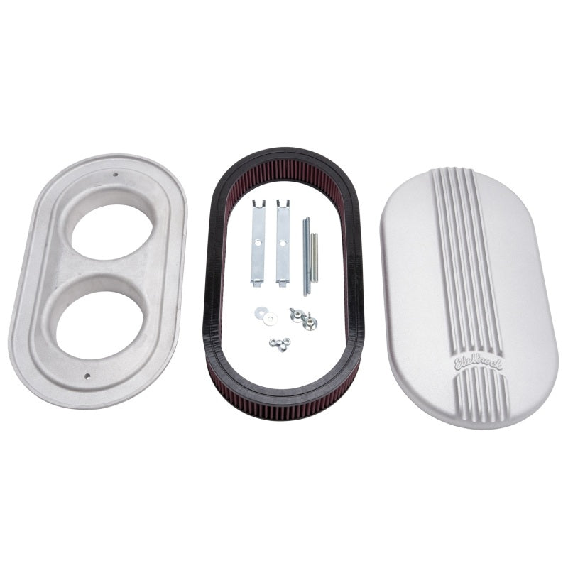 Edelbrock Air Cleaner Classic Series Oval Aluminum 17 5In X 9 35In X 4 45In Dual Carburetor - Burkken Auto Parts