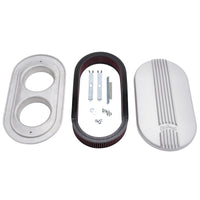 Edelbrock Air Cleaner Classic Series Oval Aluminum 17 5In X 9 35In X 4 45In Dual Carburetor - Burkken Auto Parts