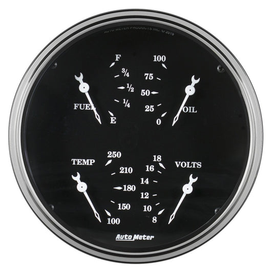 Auto Meter Gauge Quad 5in 240E-33F Elec Old Tyme Black - Burkken Auto Parts