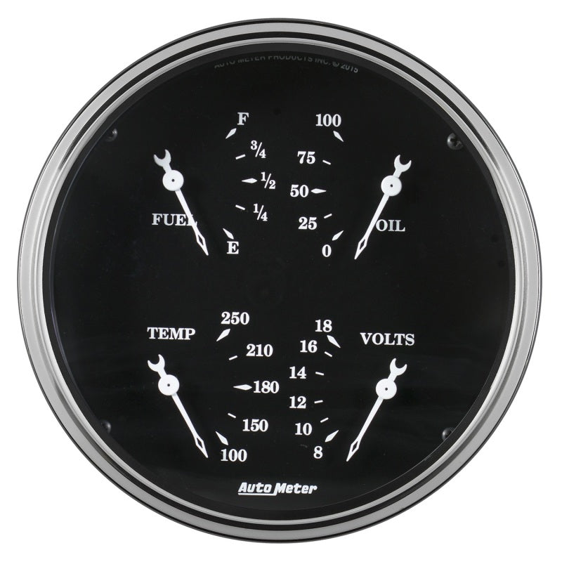 Auto Meter Gauge Quad 5in 0E-90F Elec Old Tyme Black - Burkken Auto Parts