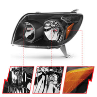 ANZO 2003-2005 Toyota 4Runner Crystal Headlights Black - Burkken Auto Parts