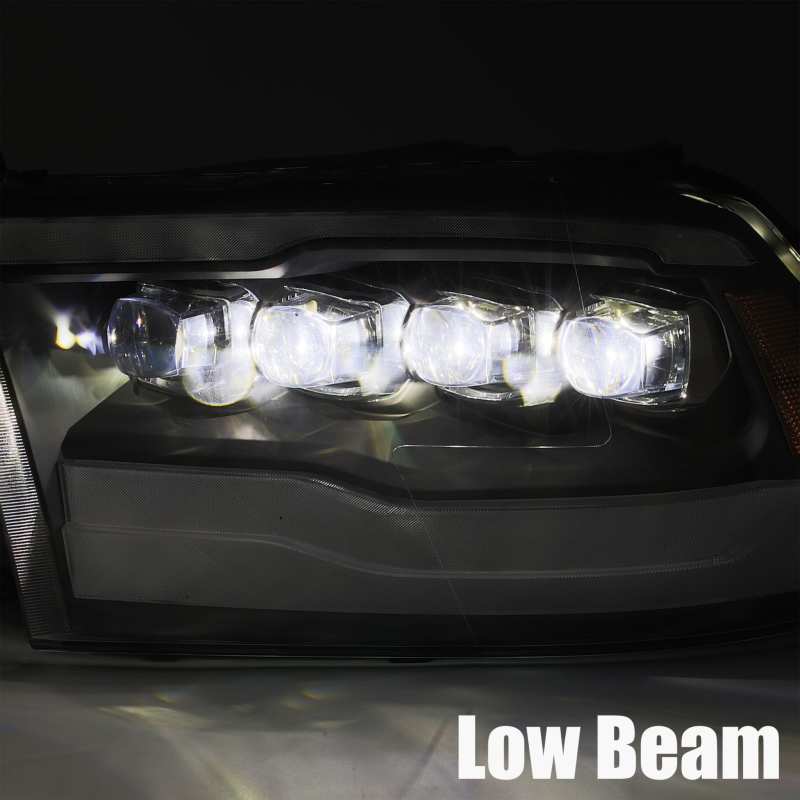 AlphaRex 09-18 Dodge Ram 1500HD NOVA LED Projector Headlights Plank Style Design Alpha Black w/DRL - Burkken Auto Parts