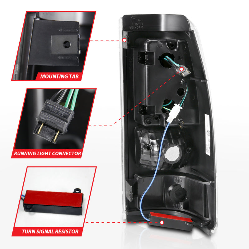 ANZO 2003-2006 Chevy Silverado 1500 LED Taillights Plank Style Black w/Clear Lens - Burkken Auto Parts