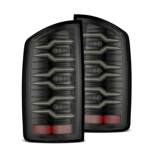 AlphaRex 07-08 Dodge Ram1500/07-09 Dodge Ram 2500+3500 Luxx-Series LED Tail Lights(Pair) Alpha Black - Burkken Auto Parts