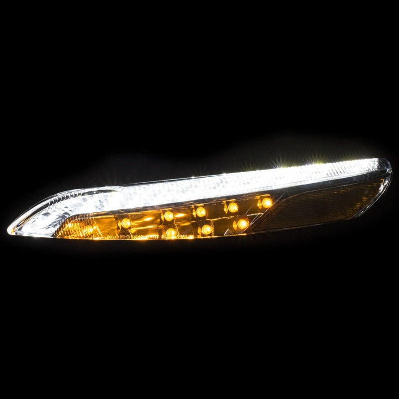 ANZO 2014-2016 Jeep Cherokee LED Parking Lights Chrome w/ Amber Reflector - Burkken Auto Parts