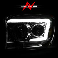 ANZO 06-09 Dodge RAM 1500/2500/3500 Headlights Chrome Housing/Clear Lens (w/ Light Bars) - Burkken Auto Parts