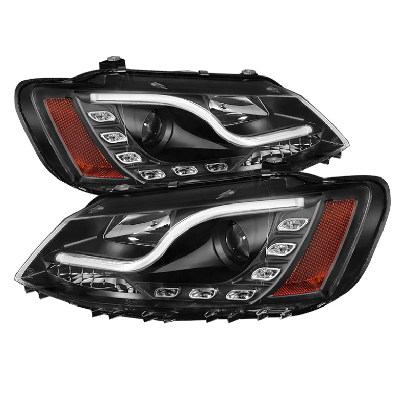 Spyder Volkswagen Jetta 11-14 Projector Headlights Halogen Light Tube DRL Blk PRO-YD-VJ11-LTDRL-BK - Burkken Auto Parts