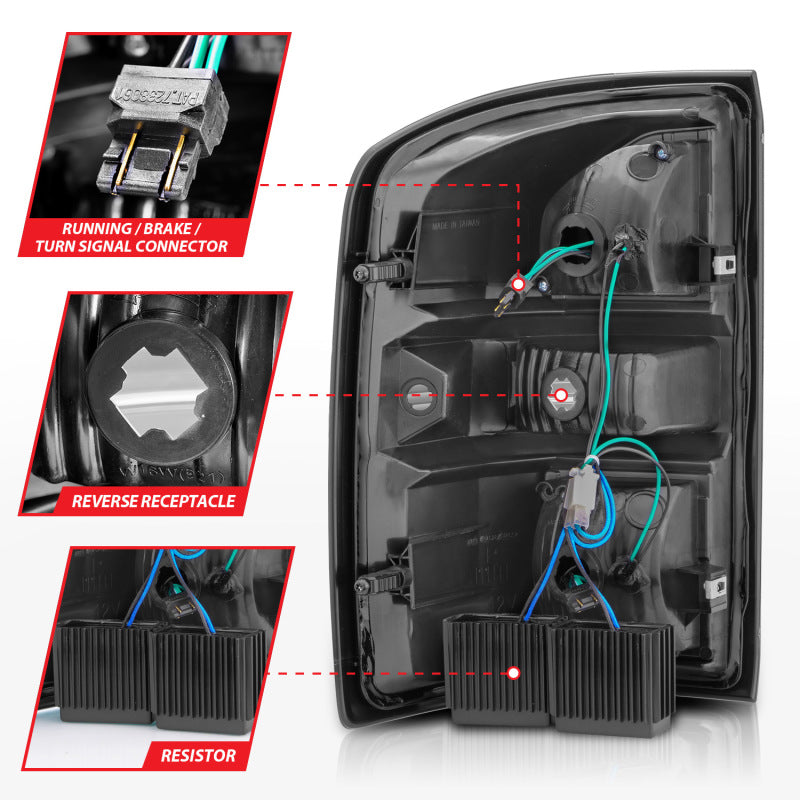 ANZO 2014-2018 GMC Sierra LED Tail Lights Black Housing Smoke Lens - Burkken Auto Parts