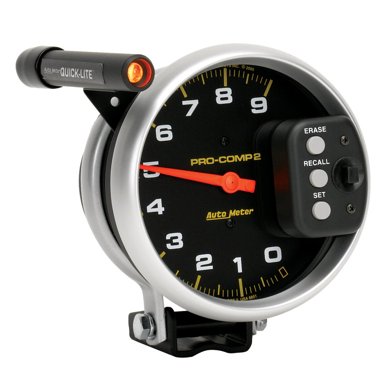 AutoMeter Gauge Tach 5in. 9K RPM Pedestal W/ Quick Lite & Peak Memory Pro-Comp - Burkken Auto Parts