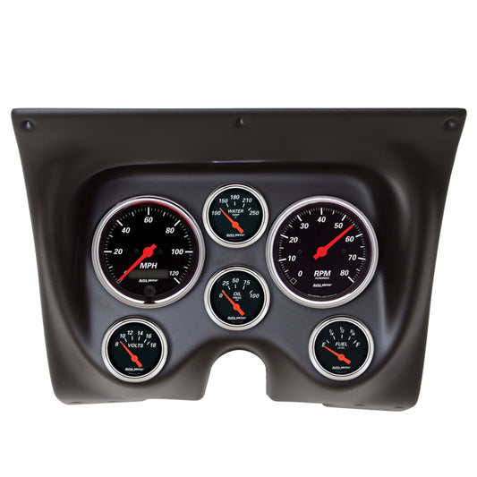 Autometer Designer Black 67-68 Camaro/Firebird Dash Kit 6pc Tach / MPH / Fuel / Oil / WTMP / Volt - Burkken Auto Parts