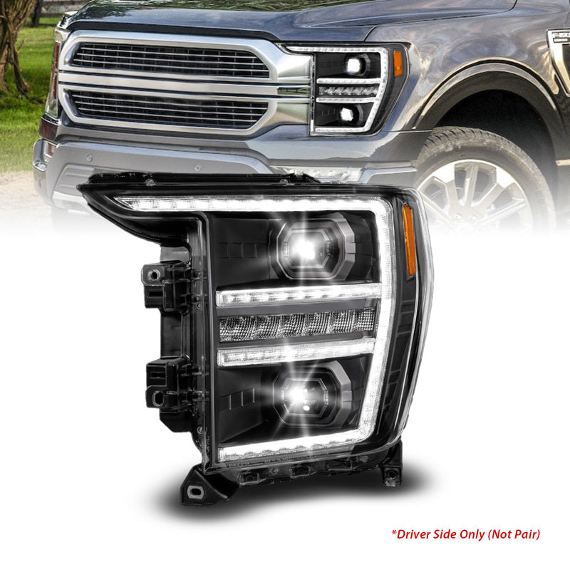 ANZO 21-23 Ford F150 LED Projector Headlight w/Switchback+Sequential - Black (Driver Side Only) - Burkken Auto Parts