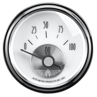 Autometer Prestige Series Pearl 2-1/16in 100PSI Electronic Oil Pressure Gauge - Burkken Auto Parts