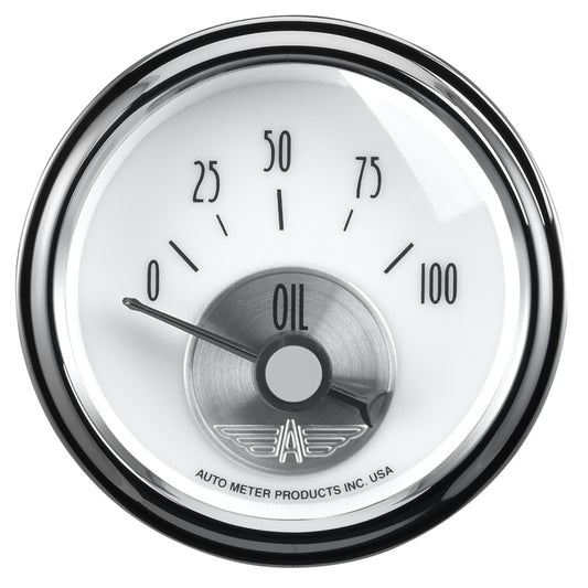 Autometer Prestige Series Pearl 2-1/16in 100PSI Electronic Oil Pressure Gauge - Burkken Auto Parts