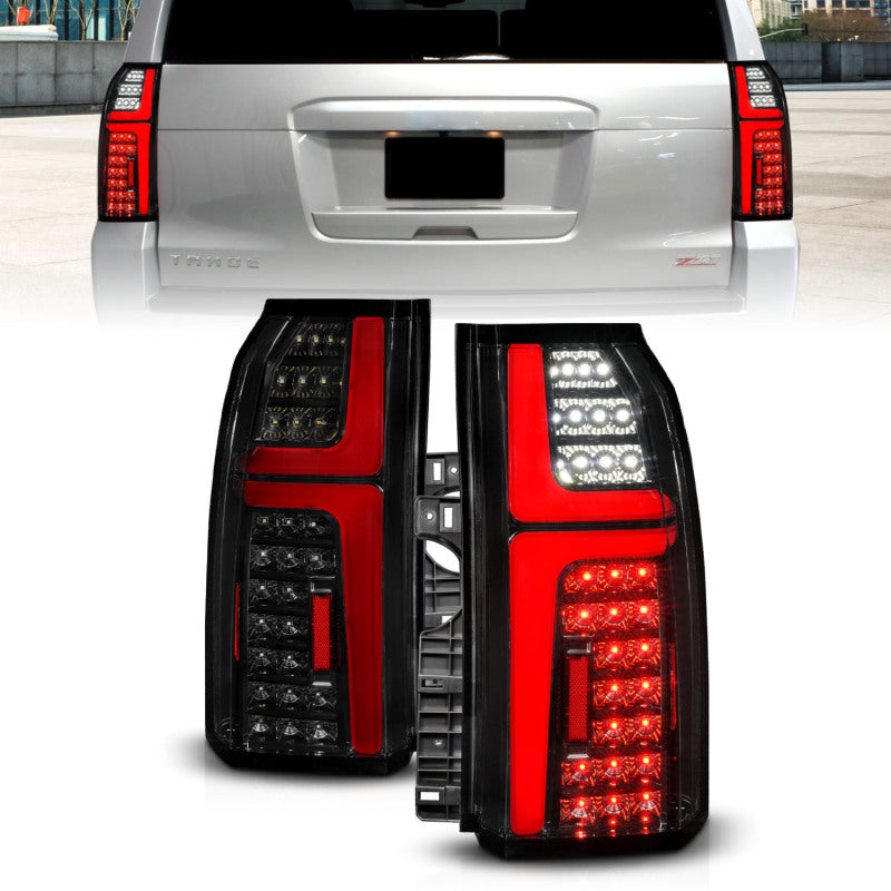 ANZO 15-20 Chevrolet Tahoe Sequential LED Tube Taillights Black - Burkken Auto Parts