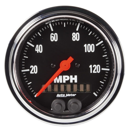 Autometer Traditional Chrome 3-3/8in 140 MPH In-Dash Full Sweep GPS Speedometer - Burkken Auto Parts