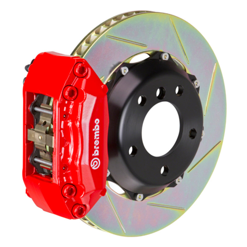 Brembo 04-05 Civic Si Hatchback Fr GT BBK 4Pis Cast 2pc 328x28 2pc Rotor Slotted Type1-Red - Burkken Auto Parts