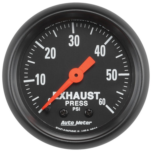 Autometer Z Series 52mm 0-60 PSI Mechanical Exhaust Gas Pressure Gauge - Burkken Auto Parts