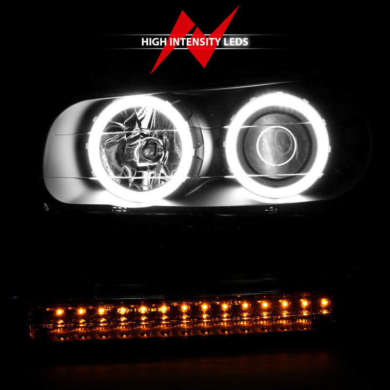 ANZO 2002-2009 Chevrolet Trailblazer Projector Headlights w/ Halo Black - Burkken Auto Parts