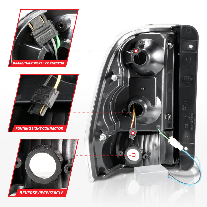 ANZO 2002-2009 Chevrolet Trailblazer LED Tail Lights w/ Light Bar Black Housing Smoke Lens - Burkken Auto Parts
