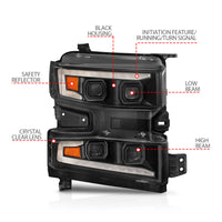 ANZO 19-22 Chevrolet Silverado 1500 LED Proj HL w/Lgt Bar SwBk Seq. Blk w/In. Light - Passenger Side - Burkken Auto Parts